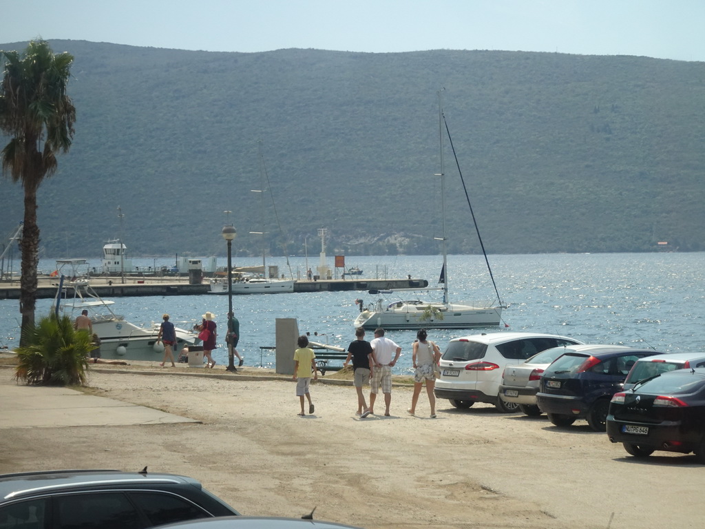 Beach at the town of Zelenika, viewed from the tour bus on the E65 road