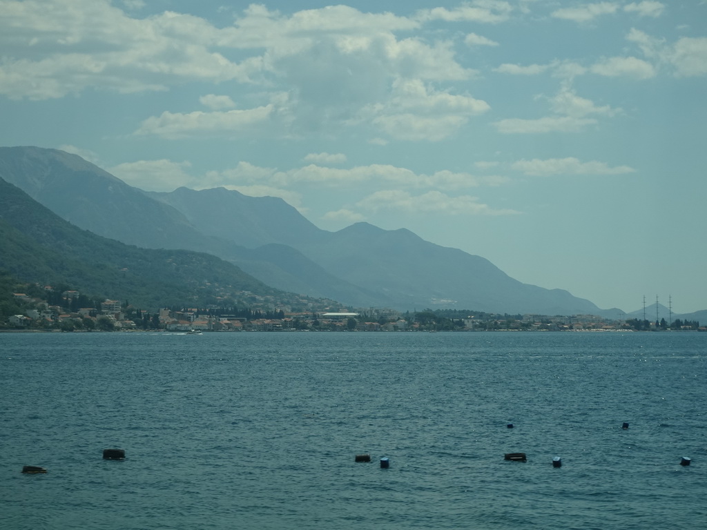 The Bay of Kotor, viewed from the tour bus on the E65 road at the town of Joice