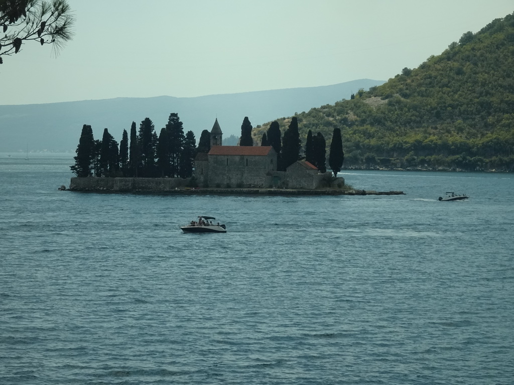 The Bay of Kotor with the Saint George Island, viewed from the parking lot at the west side of the town