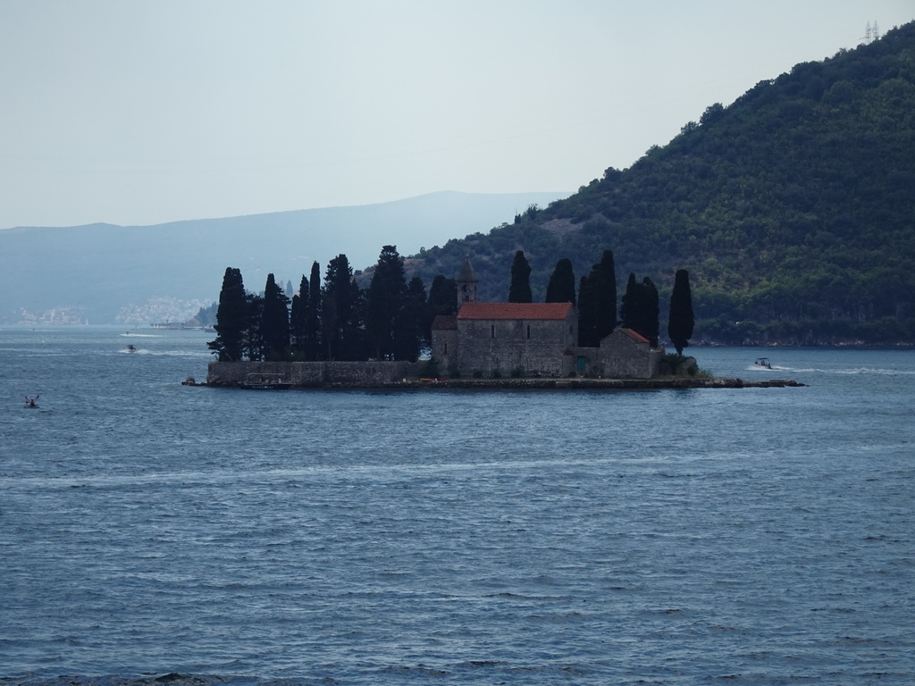 The Bay of Kotor with the Saint George Island, viewed from the Jadranska Magistrala street