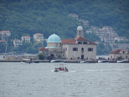 The Bay of Kotor with the Our Lady of the Rocks Island and the town of Kostanjica, viewed from the Jadranska Magistrala street