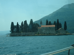 The Bay of Kotor with the Saint George Island, viewed from the parking lot at the west side of the town