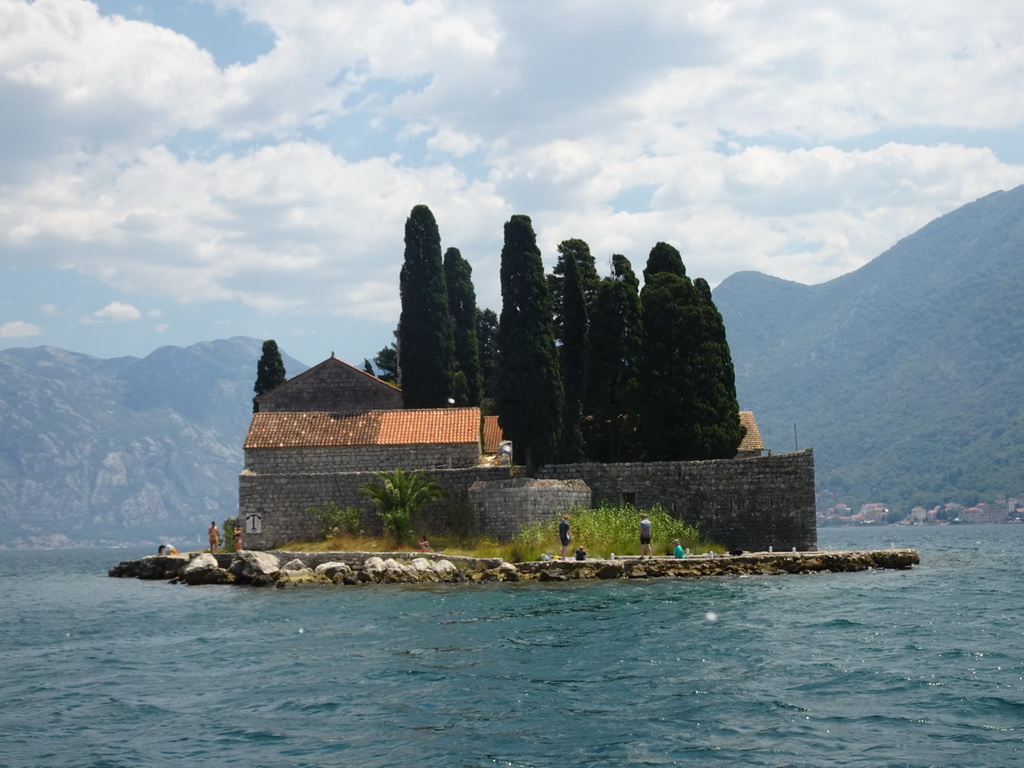 The Bay of Kotor with the Saint George Island, viewed from the parking lot at the west side of the town