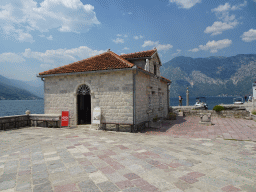 Shop, pillar and naval beacon at the northwest side of the Our Lady of the Rocks Island