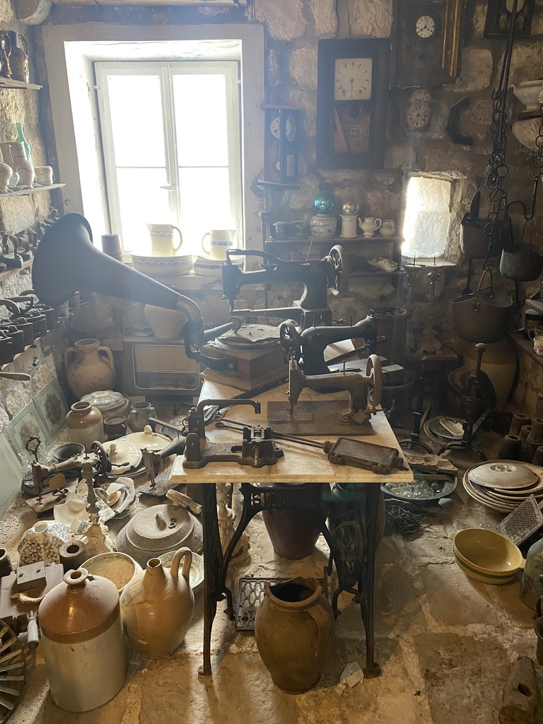 Machinery, clocks and vases at the upper floor of the museum at the Church of Our Lady of the Rocks at the Our Lady of the Rocks Island