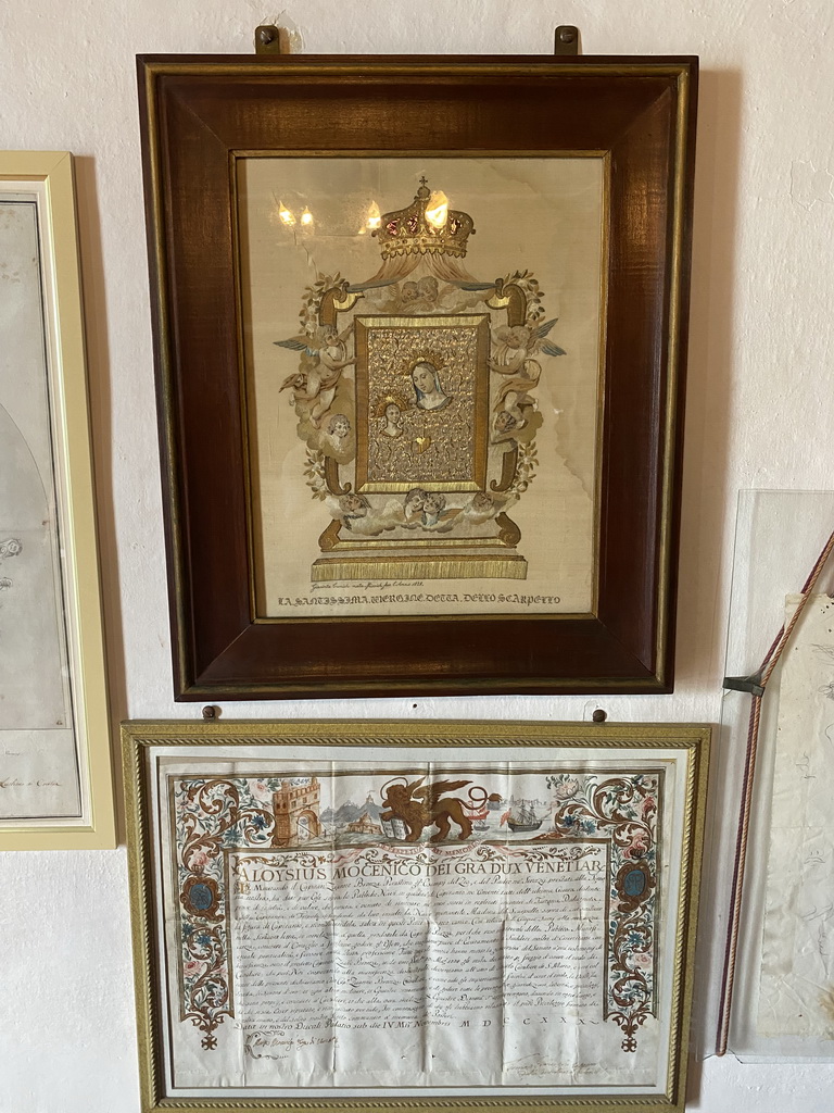 Scrolls at the upper floor of the museum at the Church of Our Lady of the Rocks at the Our Lady of the Rocks Island