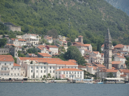 The town center with the Church of Saint Nicholas and the Tvrdava sv. Kria fortress, viewed from the roof terrace of the Church of Our Lady of the Rocks at the Our Lady of the Rocks Island