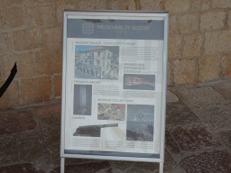 Information on the museum of Kotor at the promenade