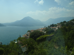 The Bay of Kotor and the east side of the town center, viewed from the tour bus on the E65 road