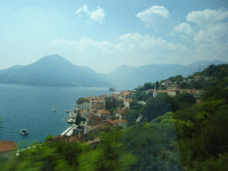 The Bay of Kotor and the east side of the town center, viewed from the tour bus on the E65 road