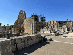 Northeast side of the Hellenistic City Gate and Towers, under renovation, and the Hadrianus Arch at the Ancient City of Perge