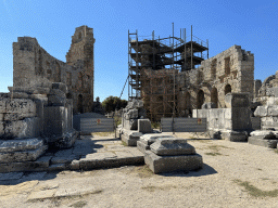 North side of the Hellenistic City Gate and Towers, under renovation, and the Hadrianus Arch at the Ancient City of Perge
