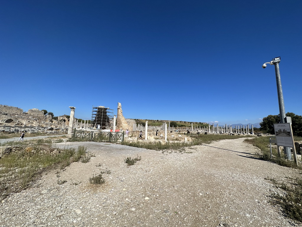 The Nymphaeum, the Hellenistic City Gate and Towers, under renovation, and the Agora at the Ancient City of Perge
