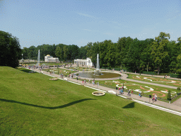 The Italian Fountain, the Samson Fountain and the French Fountain, viewed from the front of the Great Palace