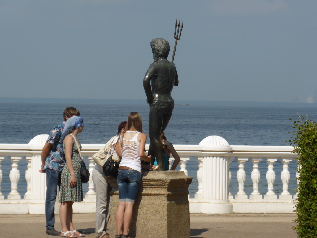 Statue of Neptune at the back side of the Monplaisir Palace, viewed from the touring cart