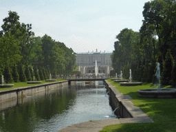 The Samsonovskiy Canal, the Great Cascade and the front of the Great Palace, viewed from the touring cart