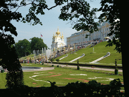 The Great Cascade and the front of the Great Palace, viewed through the trees