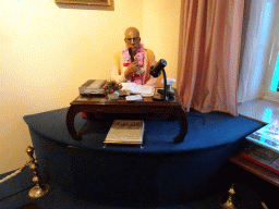 Statue of the founder of the ISKCON movement, A. C. Bhaktivedanta Swami Prabhupada, at the upper floor of the Castle of Petite-Somme