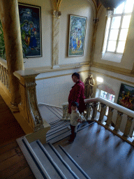 Miaomiao and Max at the staircase of the Castle of Petite-Somme