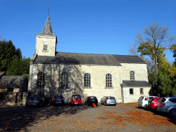 The Église Saint-Étienne church, viewed from the playground of the Castle of Petite-Somme