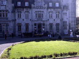 Cows and wagon with ISKCON community members in front of the Castle of Petite-Somme