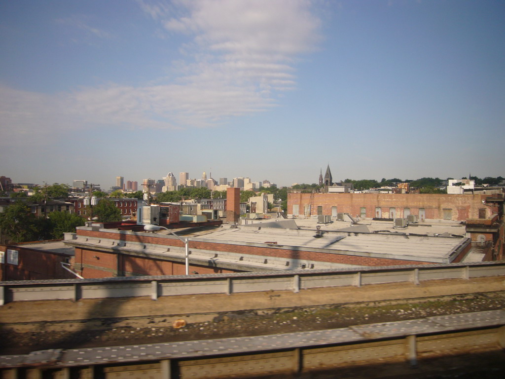 The skyline of Baltimore, from the train from Washington to Philadelphia