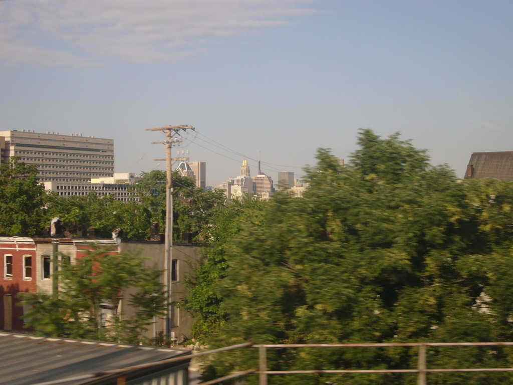 The skyline of Baltimore, from the train from Washington to Philadelphia