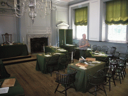 Tour guide in the Assembly Room of Independence Hall
