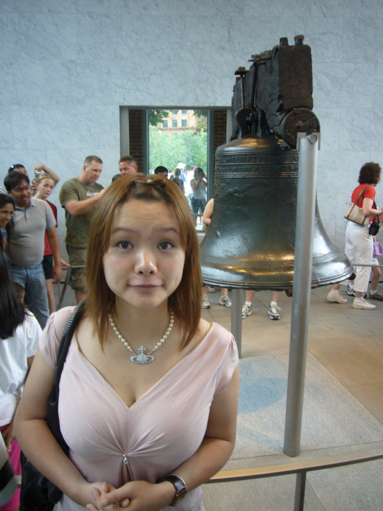 Miaomiao at the Liberty Bell, in the Liberty Bell Center