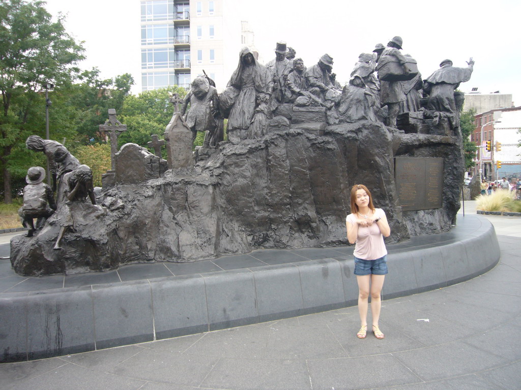 Miaomiao at the Irish Memorial at Penn`s Landing