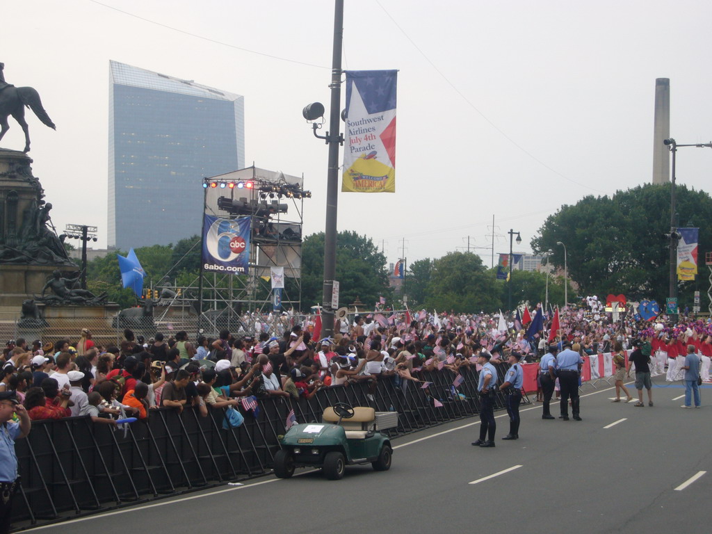 Independence Day Parade at East River Drive, with the Washington Monument and the Cira Centre