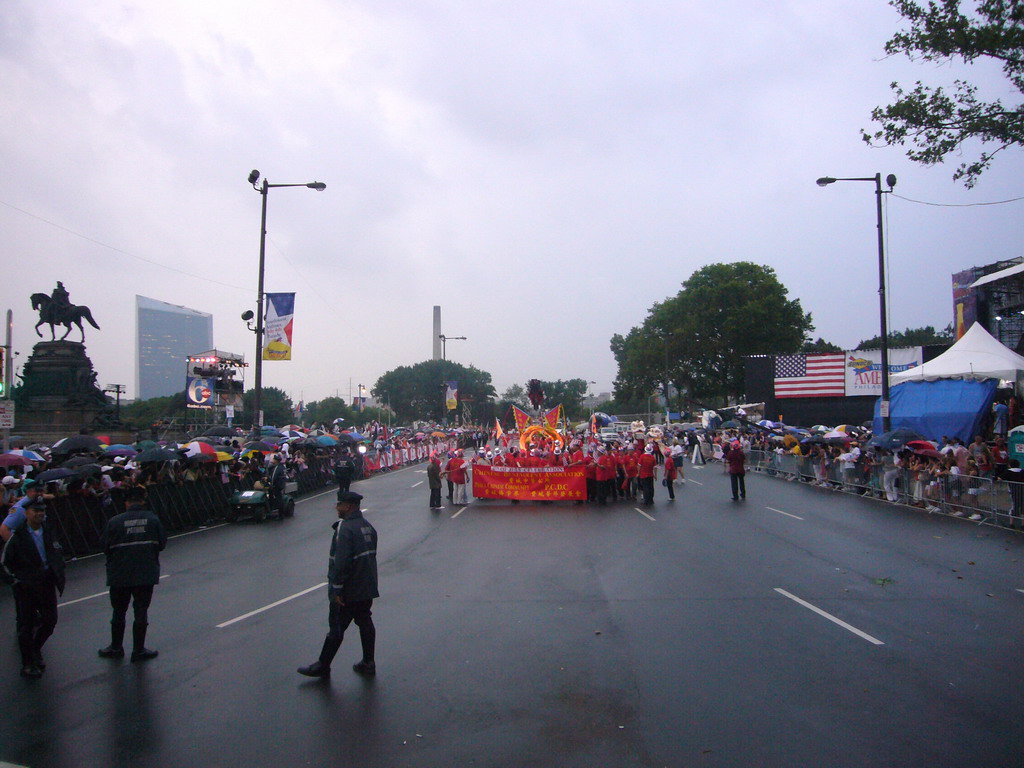 Independence Day Parade at East River Drive, with the Washington Monument and the Cira Centre