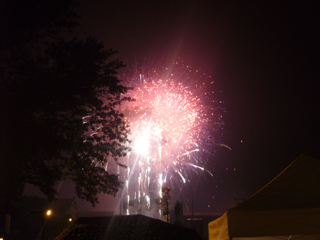 Independence Day fireworks at the Benjamin Franklin Parkway, by night