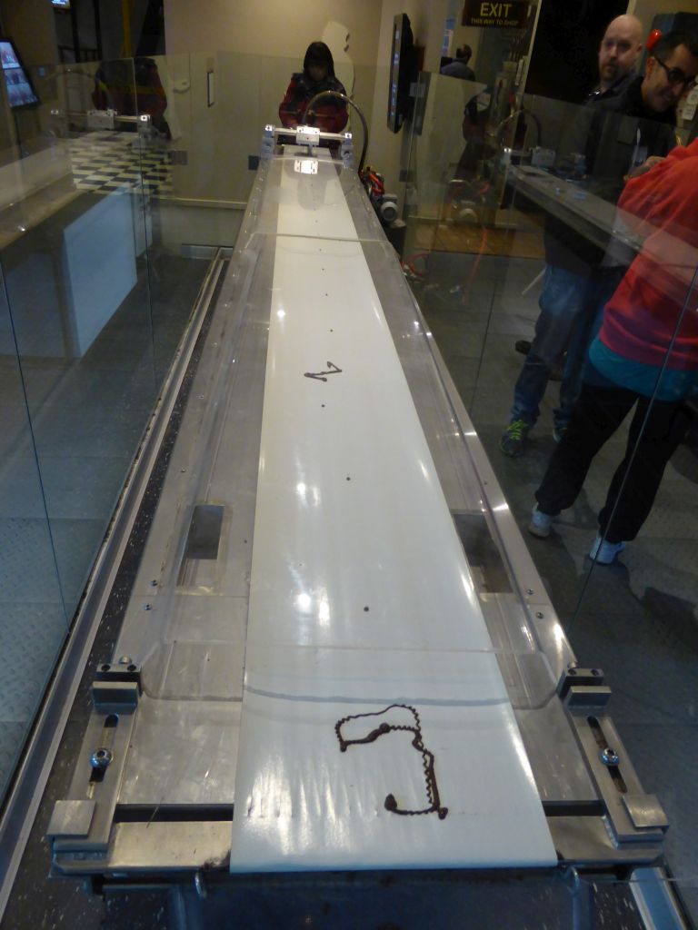 Conveyor belt with chocolate shapes, at the Phillip Island Chocolate Factory