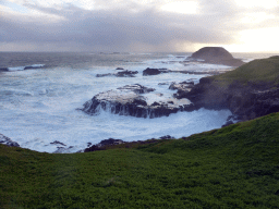 Round Island, the Seal Rocks and cliffs at the Bass Strait, viewed from the Nobbies Boardwalk