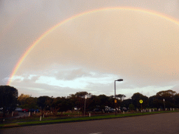 Rainbow at the parking place of the Penguin Parade Visitor Centre