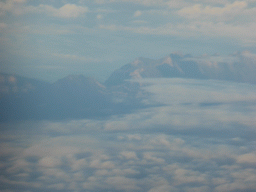 View on the Alps mountains, from the plane from Eindhoven