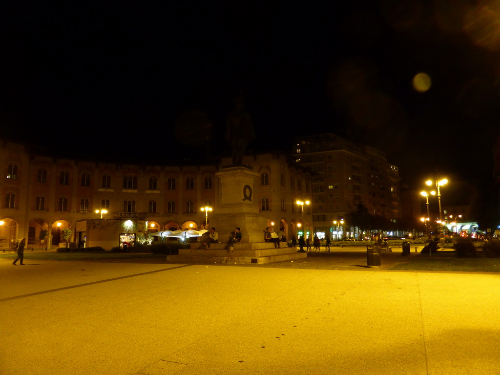 The Piazza Vittorio Emanuele II square with the statue of Vittorio Emanuele II, by night