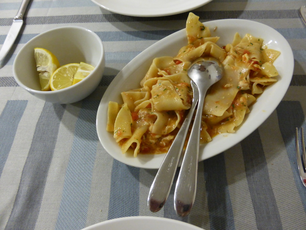 Pasta at the La Buca restaurant at the Via Massimo D`Azeglio street