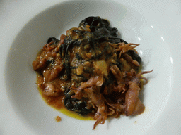 Pasta with squids at the La Buca restaurant at the Via Massimo D`Azeglio street
