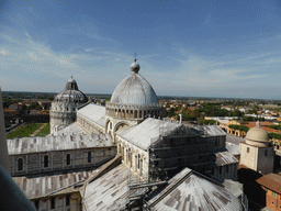 The Piazza del Duomo square with the Pisa Duomo cathedral, the Baptistry of St. John, the Camposanto Monumentale cemetery, the City Wall and the west side of the city, viewed from the Leaning Tower of Pisa