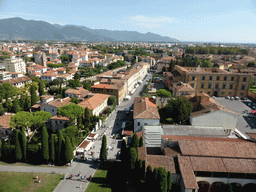 The Piazza del Duomo square, the Via Cardinale Maffi Pietro street, the City Wall, the Museo dell`Opera del Duomo museum, the Piazza Arcivescovado square with the Archbishop Palace and the east side of the city, viewed from the Leaning Tower of Pisa