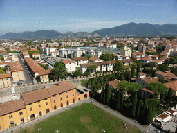 The Piazza del Duomo square with the Opera della Primaziale Pisana vestry, the City Wall, the Arena Garibaldi and the northeast side of the city, viewed from the Leaning Tower of Pisa