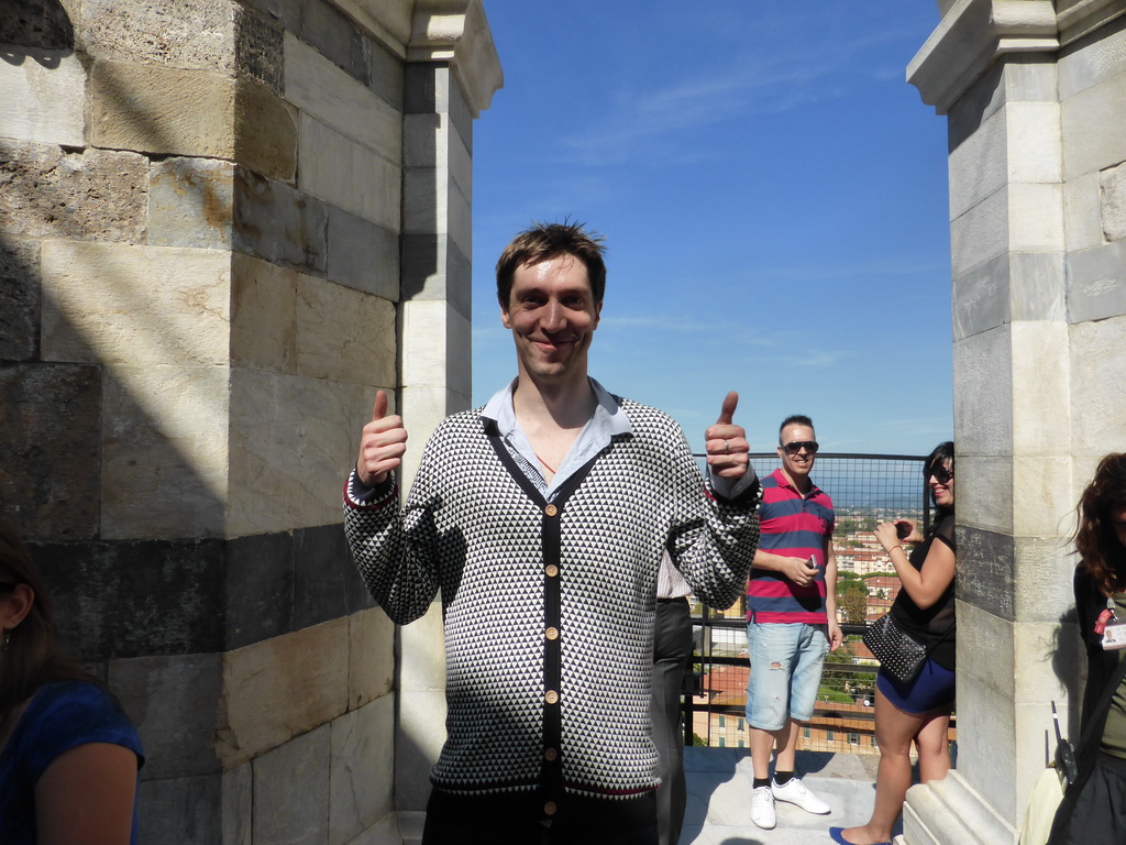 Tim at the top floor of the Leaning Tower of Pisa
