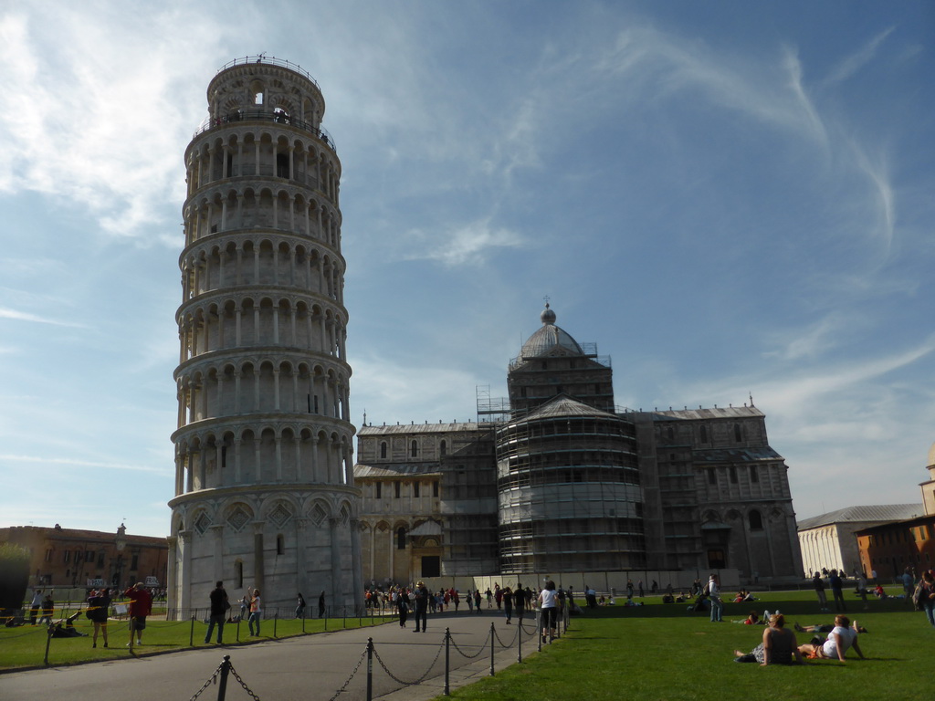 The Piazza del Duomo square with the Leaning Tower of Pisa and the Pisa Duomo cathedral