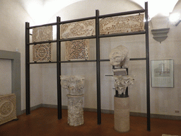 Reliefs and columns at the Museo dell`Opera del Duomo museum