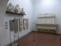 Busts, reliefs and tomb at the Museo dell`Opera del Duomo museum
