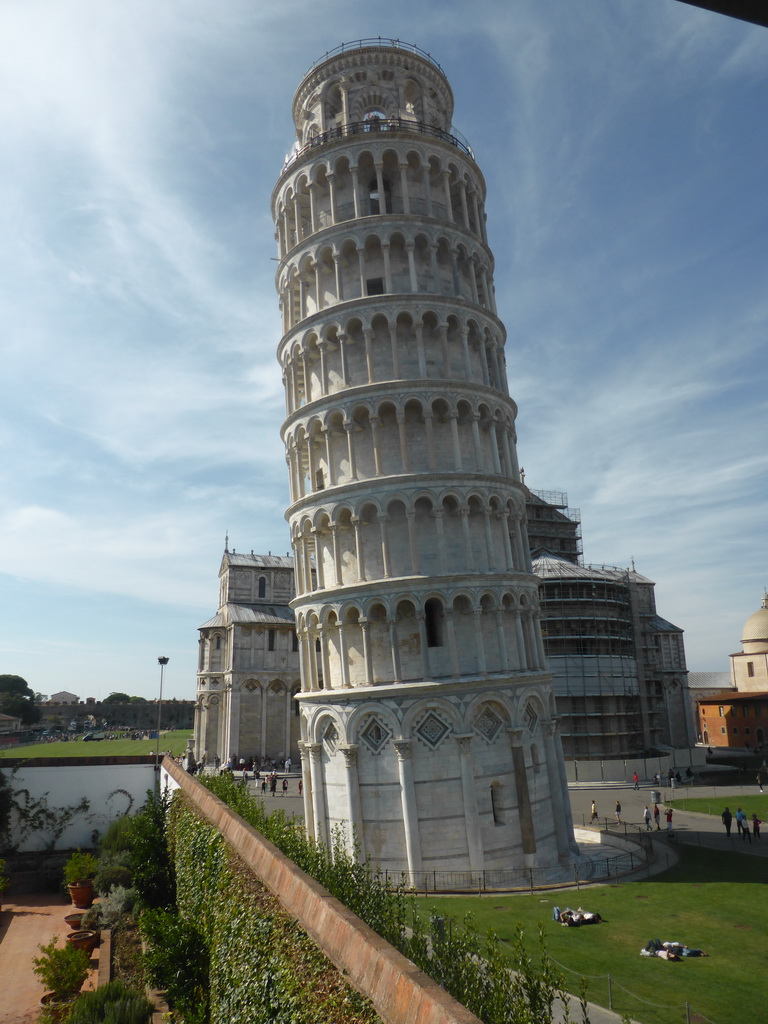 The Baptistry of St. John, the Pisa Duomo cathedral, the Leaning Tower of Pisa and the Camposanto Monumentale cemetery, viewed from the Museo dell`Opera del Duomo museum