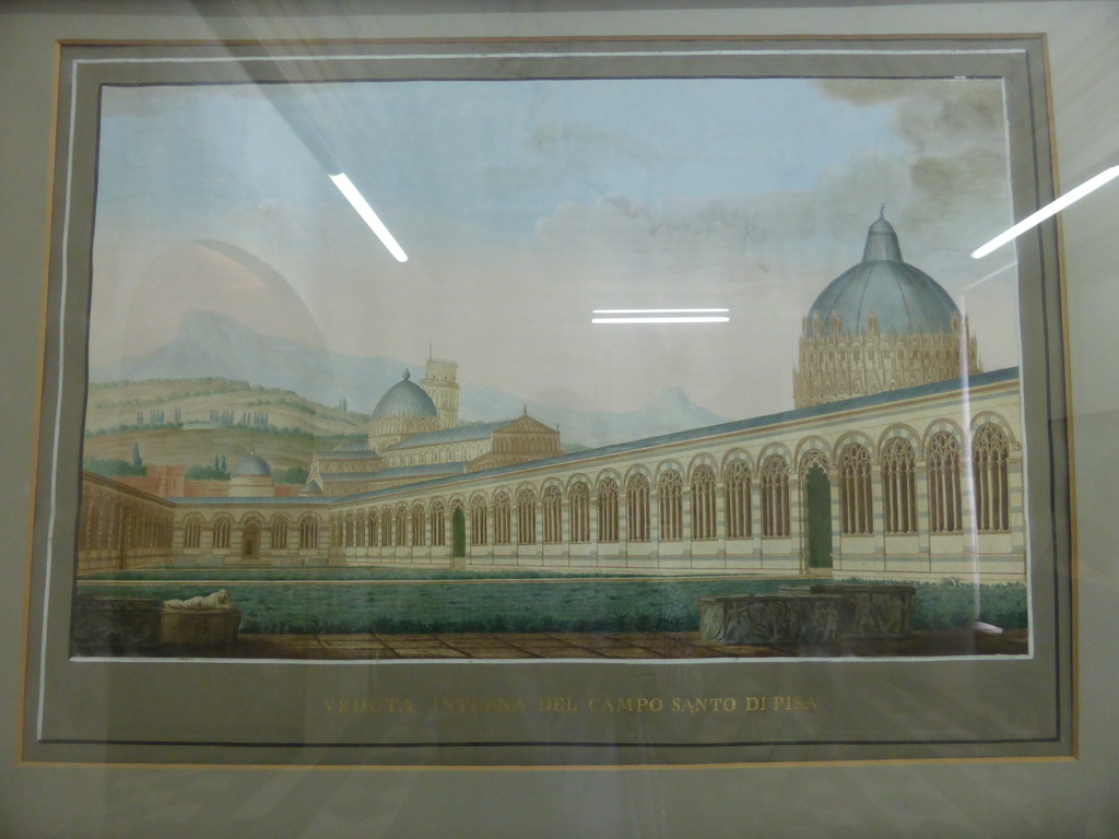 Painting of the inner courtyard of the Camposanto Monumentale cemetery, at the Museo dell`Opera del Duomo museum