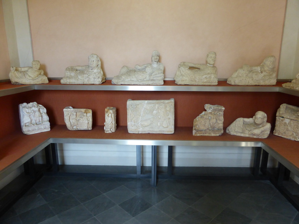 Statues and reliefs at the Museo dell`Opera del Duomo museum